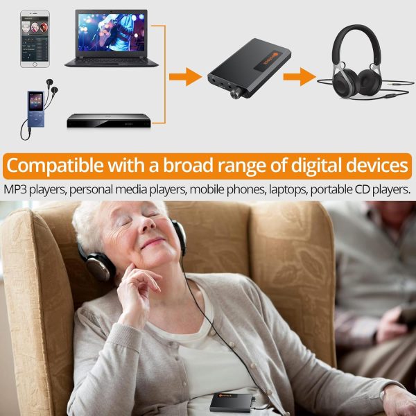 Neoteck Portable 3.5mm Headphone Amplifier with Bluetooth 5.0 Receiver, Two-Stage Gain Switch, 16-300 Ohm HiFi Earphone Amp, Aluminum Matte Surface - Image 4